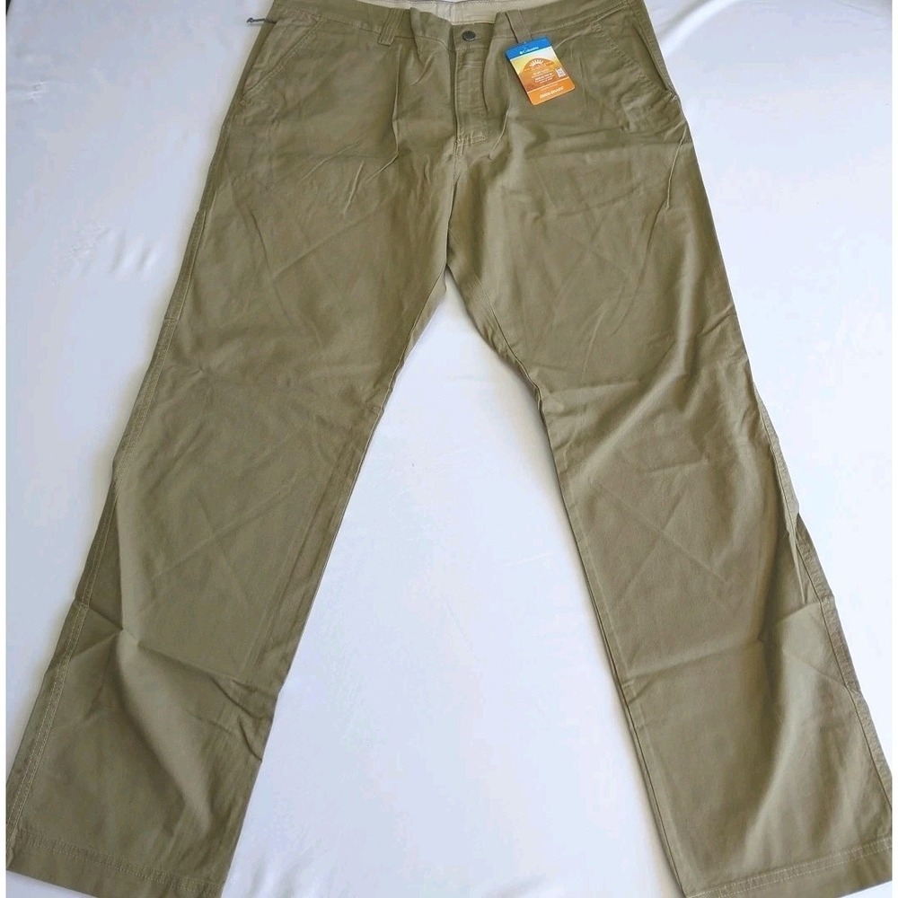Columbia Flex ROC‎ Pants Men's 38x34 Stone Green Regular Fit Stretch Hiking